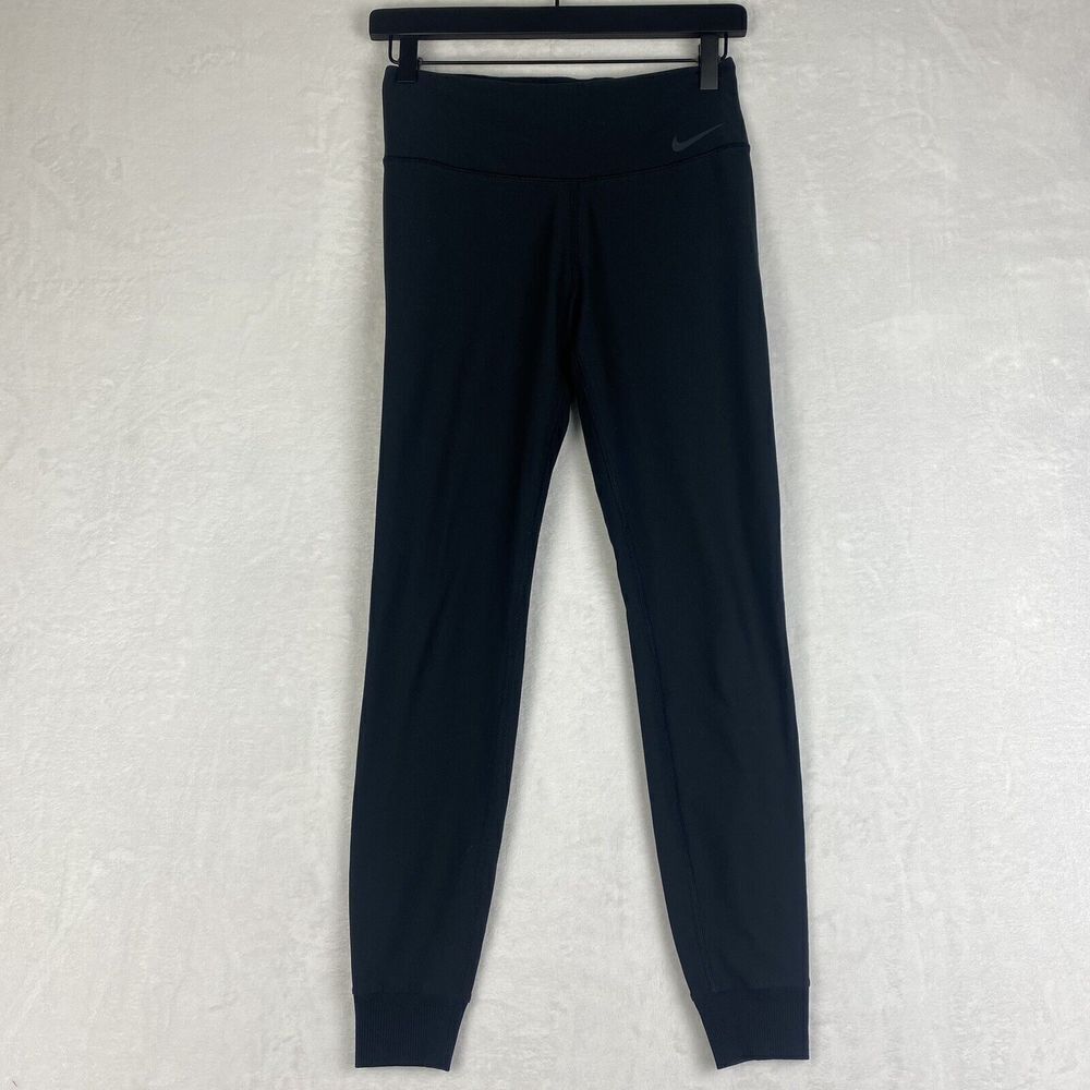 Nike Dri Fit Leggings Womens Black Small Sports Logo Yoga Gym Activewear